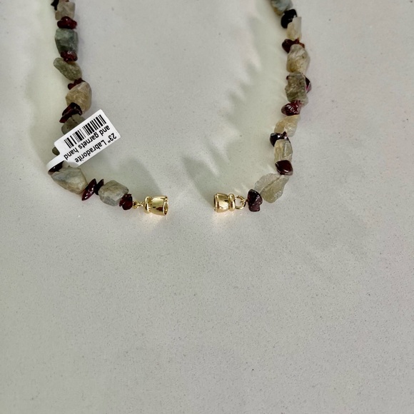 Unisex One of a kind Labradorite and Garnet necklace 23” in length - Picture 3 of 8